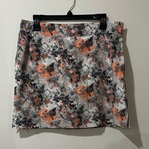 Stylish Abstract Golf Skort - Black, Neon Orange, Gray